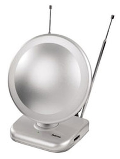 Телевизионная антенна HAMA H-44283 DVB-T активная для цифрового/аналогового радио/ТВ 45дБ серебристый